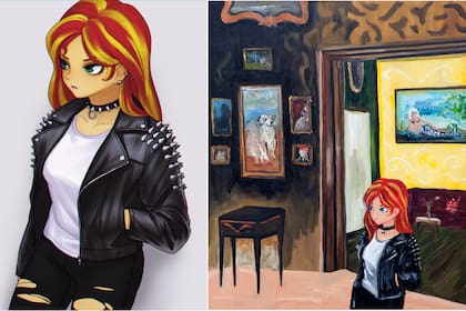 Una de las obras señaladas en redes sociales como plagio; Fátima Pecci Carou exhibe en la muestra “Banderas y banderines”, en el Museo Evita; la institución niega que las pinturas hayan sido compradas por el Estado