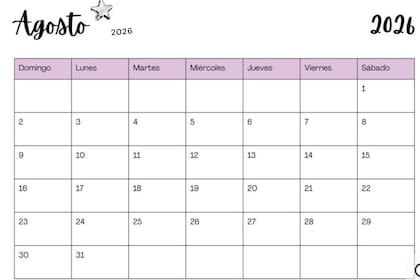 Una de las opciones para imprimir el calendario de agosto