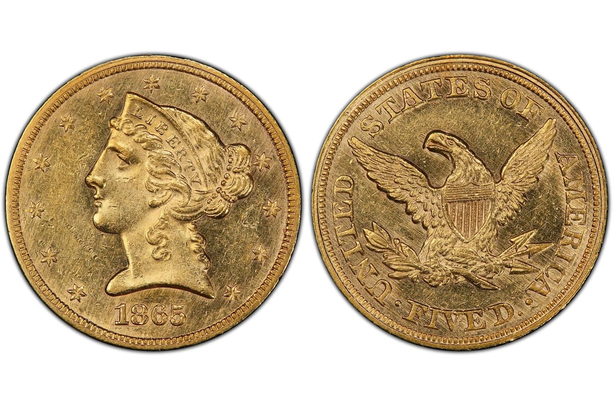 Una de las piezas más escasas, la de 1865 acuñada en Filadelfia, es hoy una de las más valiosas del mercado numismático