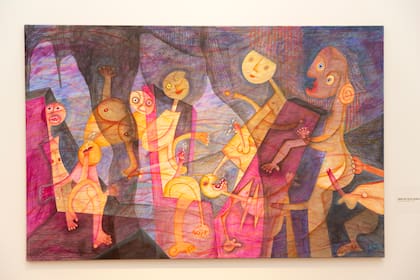 Una de las pinturas de Karim Makarius exhibidas en la "sala erótica" de su muestra en Palacio Libertad