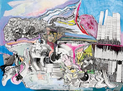 Una de las pinturas de Luis Felipe Noé que exhibirá Banco Macro, en la muestra titulada El centro de la cuestión