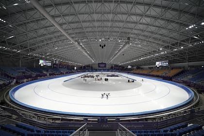Una de las prácticas en el magnífico Gangneung Oval