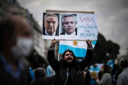 Una de las protestas contra la expropiación de Vicentin, iniciativa que el gobierno luego decidió no llevar a cabo