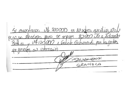 Una de las pruebas incorporadas al expediente, el escrito donde la psicóloga admitió quedarse con 170.000 dólares de las víctimas