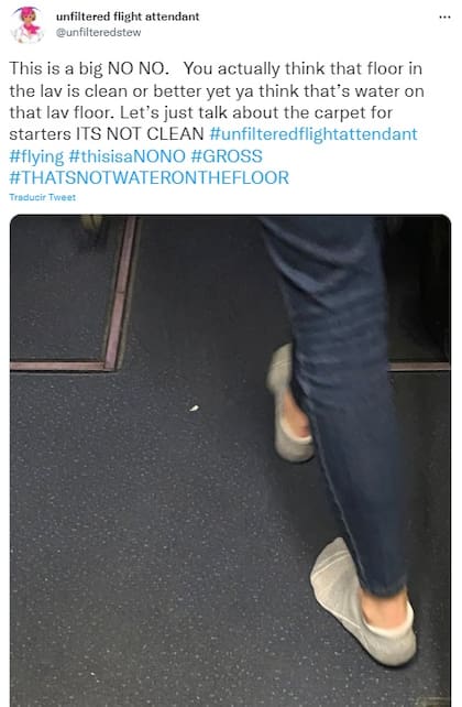 Una de las publicaciones de la azafata anónima (Foto: Twitter)