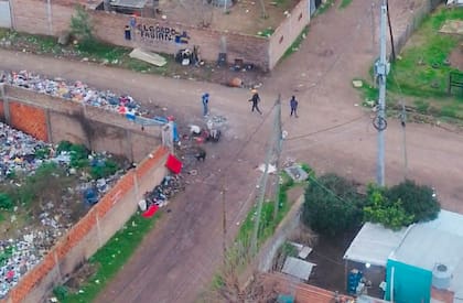 Una de las tomas aéreas del megaoperativo de la Policía Bonaerense