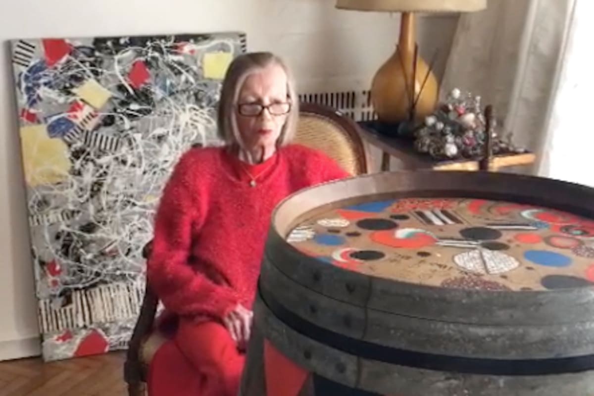 Una de las últimas obras de Ides Kihlen es la intervención de una barrica que se subastará a beneficio del Hospital Garrahan