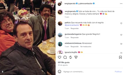 Una de las últimas publicaciones de Piero fue su mensaje de despedida para Rubén Rada
