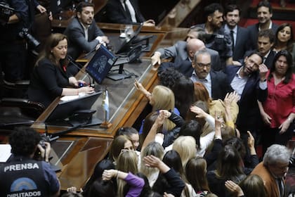 Una escena de la escandalosa sesión de la Cámara de Diputados