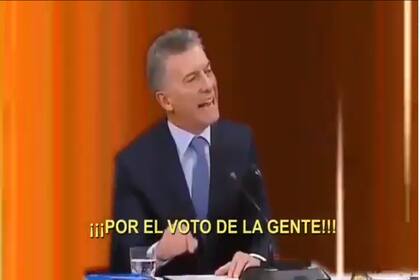 Una escena de la versión animé del discurso en el Congreso.