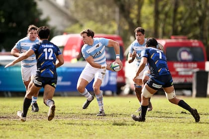 Una escena de la victoria 45-20 de Los Pumitas ante Japón, en el Mundial Sub 20 de Sudáfrica