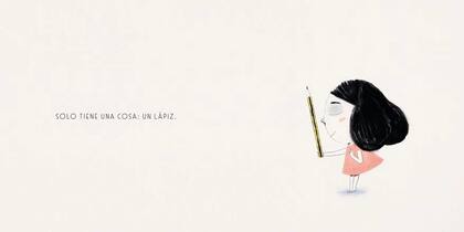 Una escena del bellísimo libro "Una niña con un lápiz"
