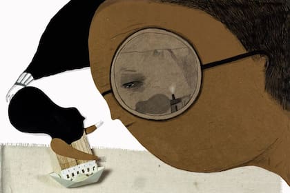 Una escena del poema de Bodoc ilustrado por Nadia Romero Marchesini