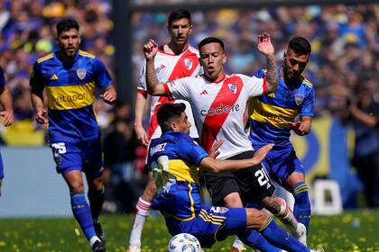 Una escena del último superclásico entre Boca y River, por la Copa de la Liga Profesional 2023, disputado el 1° de octubre, en la Bombonera; ganó 2-0 el conjunto de Núñez