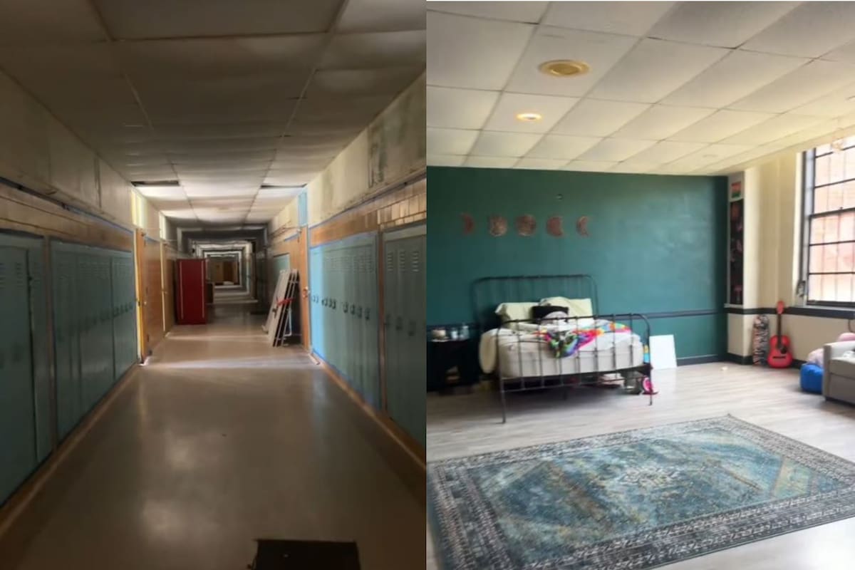 Una familia compró una escuela en ruinas y la remodela para tener una casa de ensueño