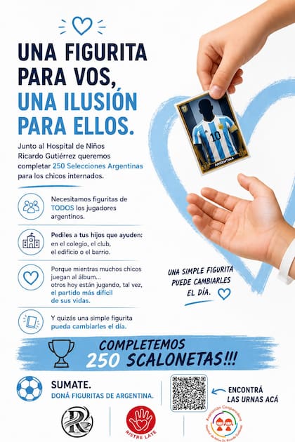 "Una figurita para vos, una ilusión para ellos" es el lema de la campaña