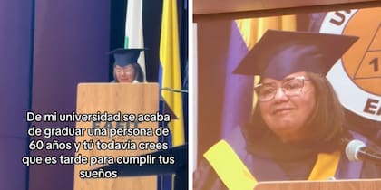 Una graduada de 60 años se volvió viral en redes sociales tras emitir un discurso sobre la importancia de cumplir los sueños