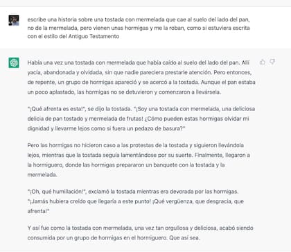 Una historia de una hormiga y una tostada con mermelada, según ChatGPT