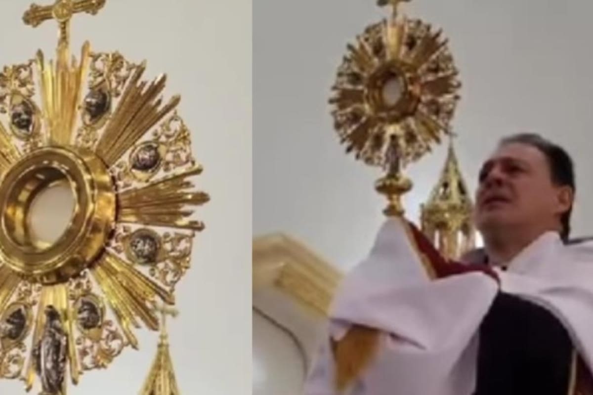Una hostia “palpitó” durante la misa y el sacerdote estalló en llanto: el impresionante video