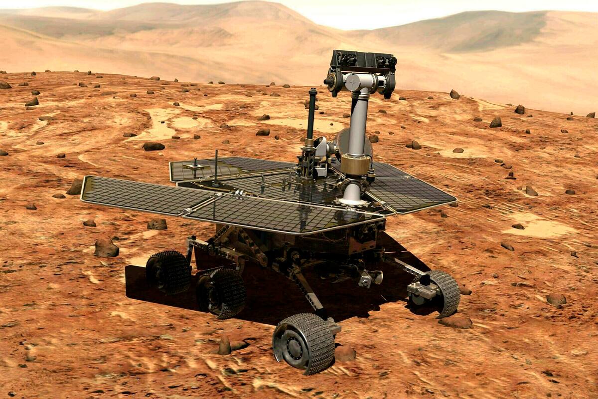 Una ilustración de la NASA de cómo se vería el Opportunity en Marte