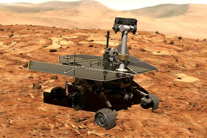 Una ilustración de la NASA de cómo se vería el Opportunity en Marte