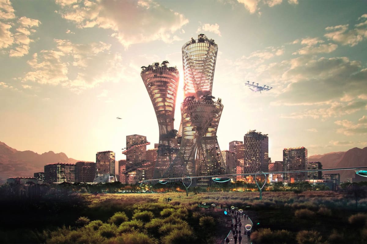 Una ilustración de Telosa, el proyecto de ciudad que busca alzarse desde cero en el desierto de Estados Unidos