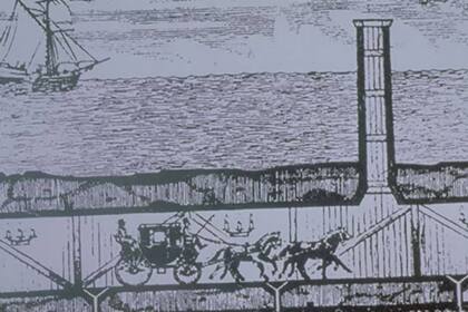 Una ilustración del primer bosquejo de Eurotúnel, ideado en el año 1802 por el ingeniero francés Albert Mathieu