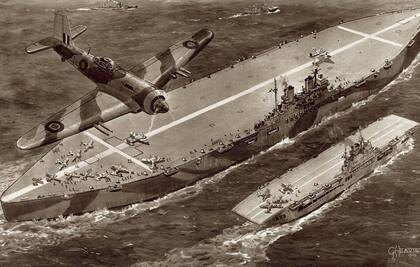 Una ilustración en la revista Illustrated London News da cuenta del tamaño que tendría el H.M.S. Habakkuk en comparación con otro portaaviones de la flota ingles como el que aparece en la imagen, el H.M.S. Indefatigable
