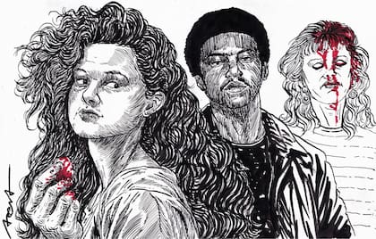 Una ilustración muestra a Christa Pike, su novio, Tadaryl Shipp, y Colleen Slemmer, la joven asesinada en 1995