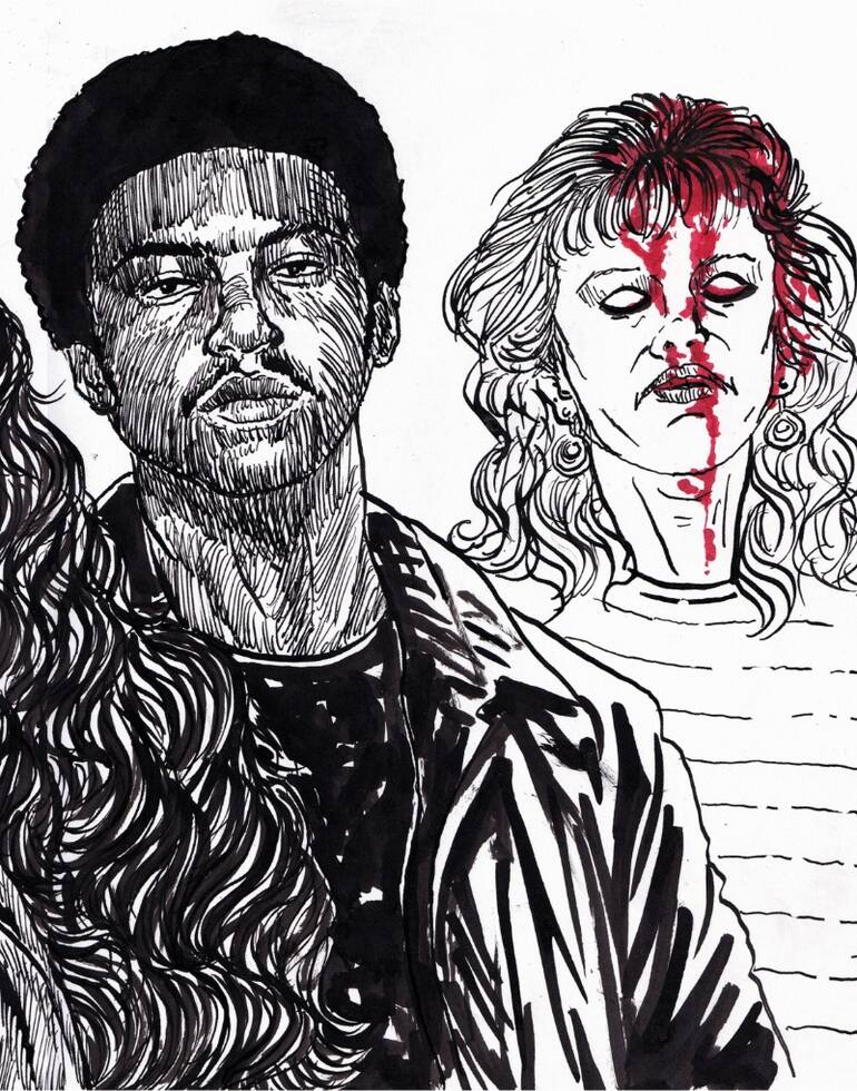 Una ilustración muestra a Christa Pike, su novio, Tadaryl Shipp, y Colleen Slemmer, la joven asesinada en 1995