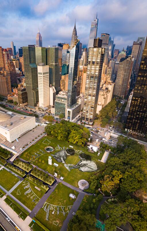 Una imagen aérea de la obra que hoy se inaugura en la sede de la ONU.