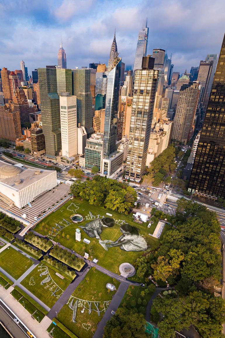 Una imagen aérea de la obra que hoy se inaugura en la sede de la ONU.