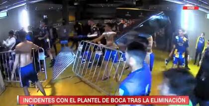 Una imagen de Boca, en los incidentes en los vestuarios en Brasil