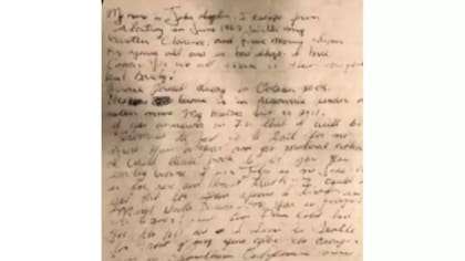 Una imagen de la carta enviada presuntamente por John Anglin (Foto: KPIX)