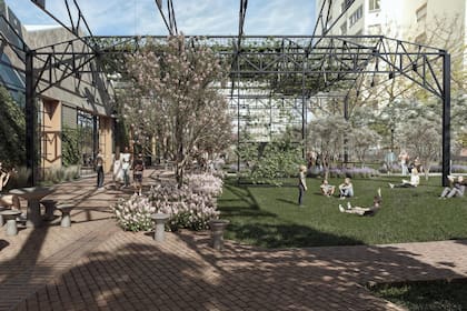 Una imagen de la proyección de obras en Colegiales