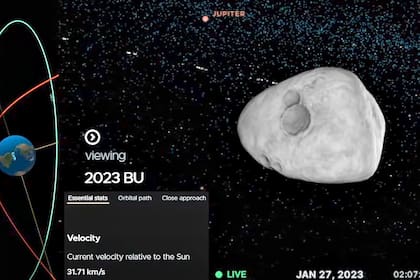 Una imagen de la simulación de seguimiento del asteroide.
