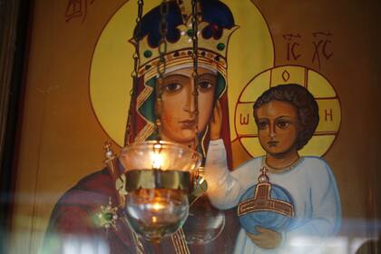 Una imagen de la Virgen y Jesús
