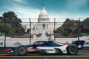 Una imagen de los que se verá por las calles de Washington DC, con los autos del Indy Car rugiendo a pleno
