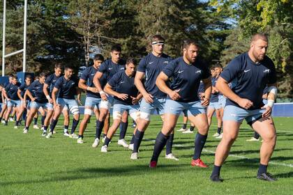 Una imagen de un entrenamiento de los Pumas, en La Baule-Escoublac en la previa del partido con Japón