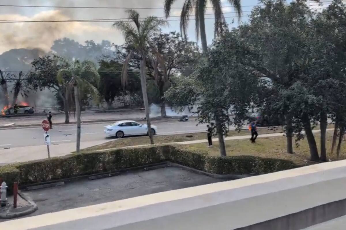 Una imagen del lugar del accidente aéreo en Boca Ratón