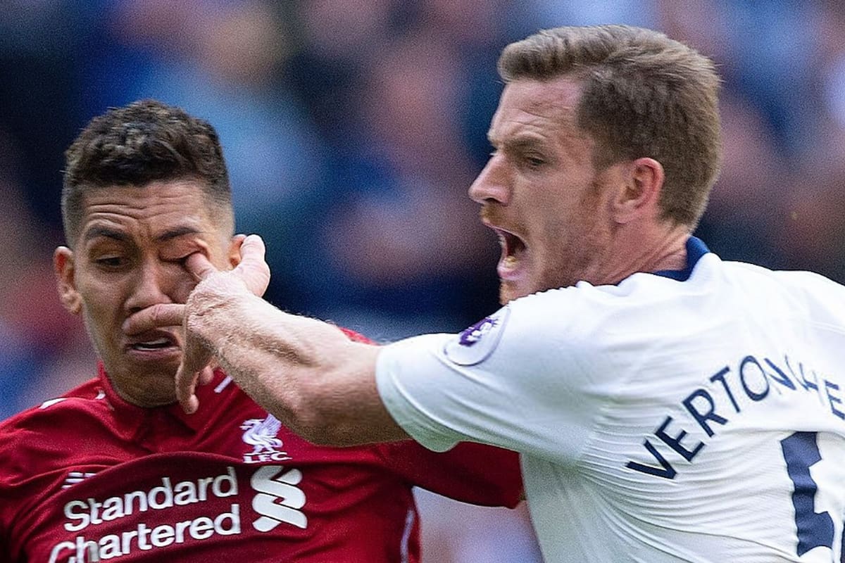 Una imagen escalofriante de la lesión accidental de Vertonghen a Firmino