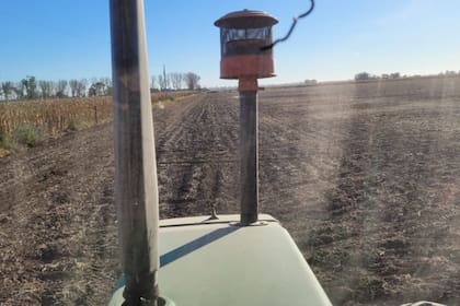 Una imagen mientras trabajaba en el campo. Esponda sembró 55 hectáreas con trigo