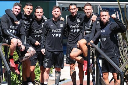 Una imagen posterior a un entrenamiento de la selección argentina, en Ezeiza.