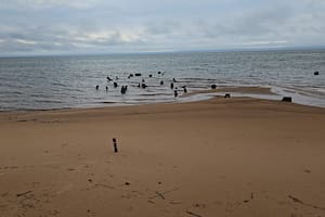 Una imagen que muestra la baja del nivel del agua en el vertedero de Aña Cuá