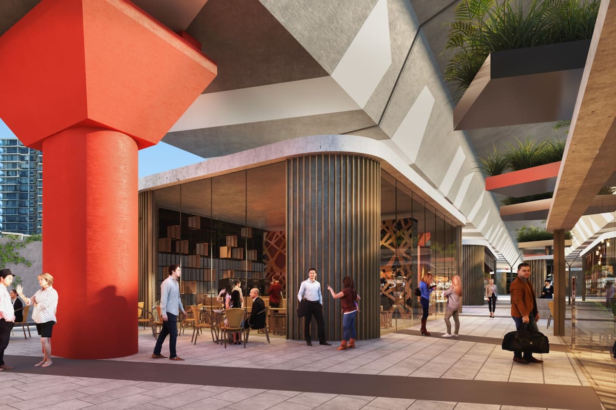 Una imagen simula lo que se espera para los bajo viaducto del tren Mitre