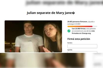 Una insólita campaña se inicio en redes sociales para que "La Araña que pica" deje su pareja (Captura de Change.org)