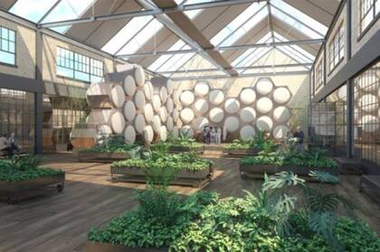 Una interpretación artística de una posible instalación de compostaje humano