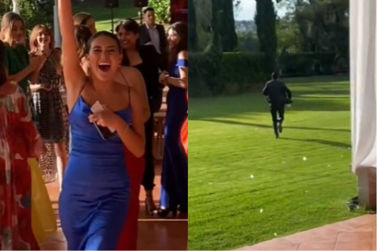 Una joven atrapó el ramo en un casamiento y su novio tuvo una reacción inesperada