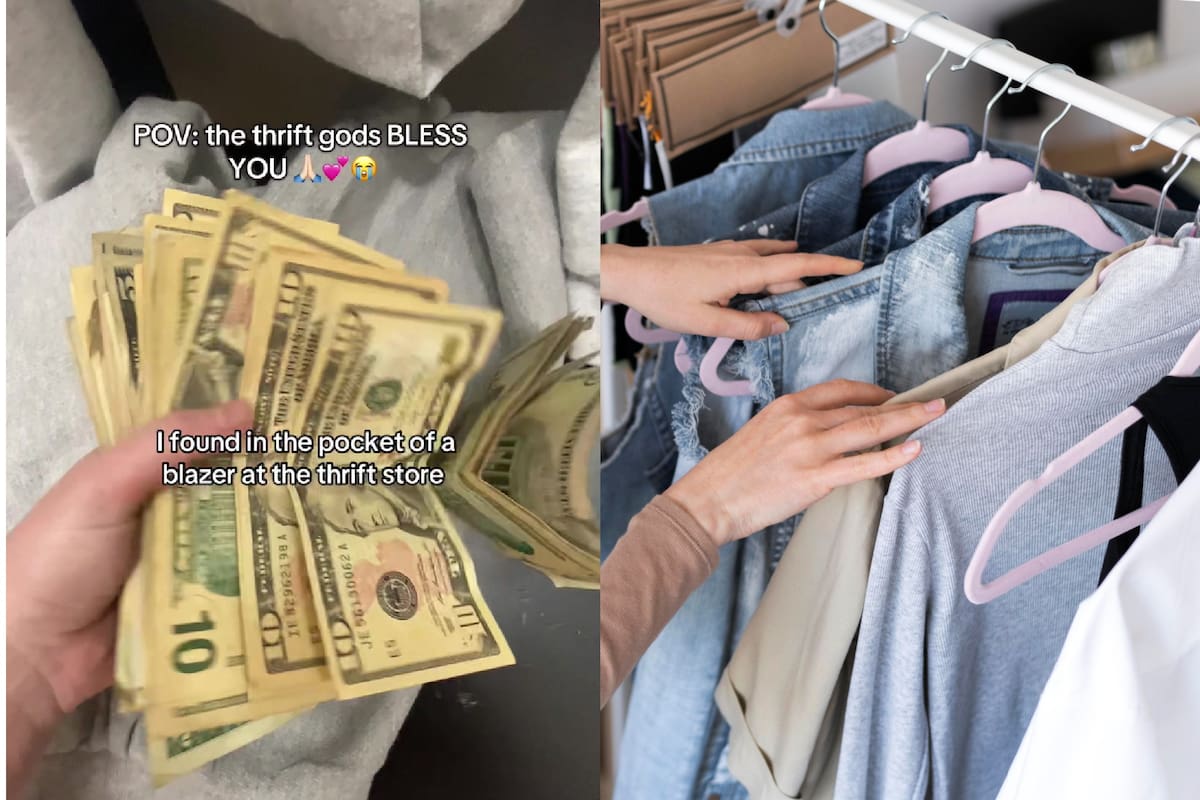 Una joven encontró fajos de dólares al probarse un blazer en una tienda de ropa usada