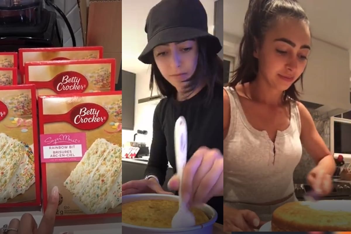 Una joven hizo su propio pastel de bodas (Captura video)